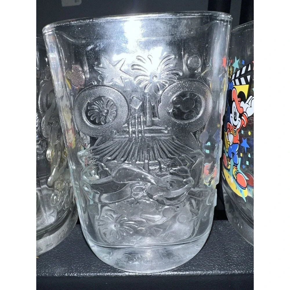 Walt Disney McDonalds 2000 All 4 Square Glasses Tumblers Complete Parks Vintage